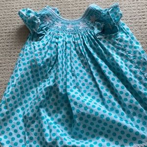 Teal polkadot smocked dress